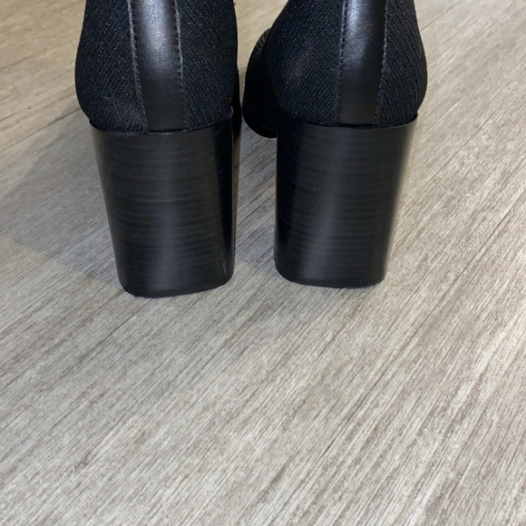 Deltan 'Brooklyn Flyknit Stretch' Block Heel Sock Boots color black w square toe - Picture 3 of 6